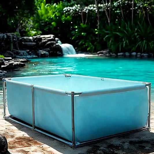 Piscine hors sol rectangulaire en acier robuste, facile à monter avec rustine incluse, idéale pour la famille