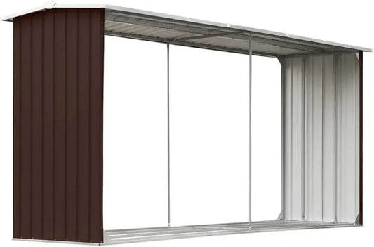 Abri de Rangement en Acier Galvanisé pour Bois 330x92x153 cm Marron