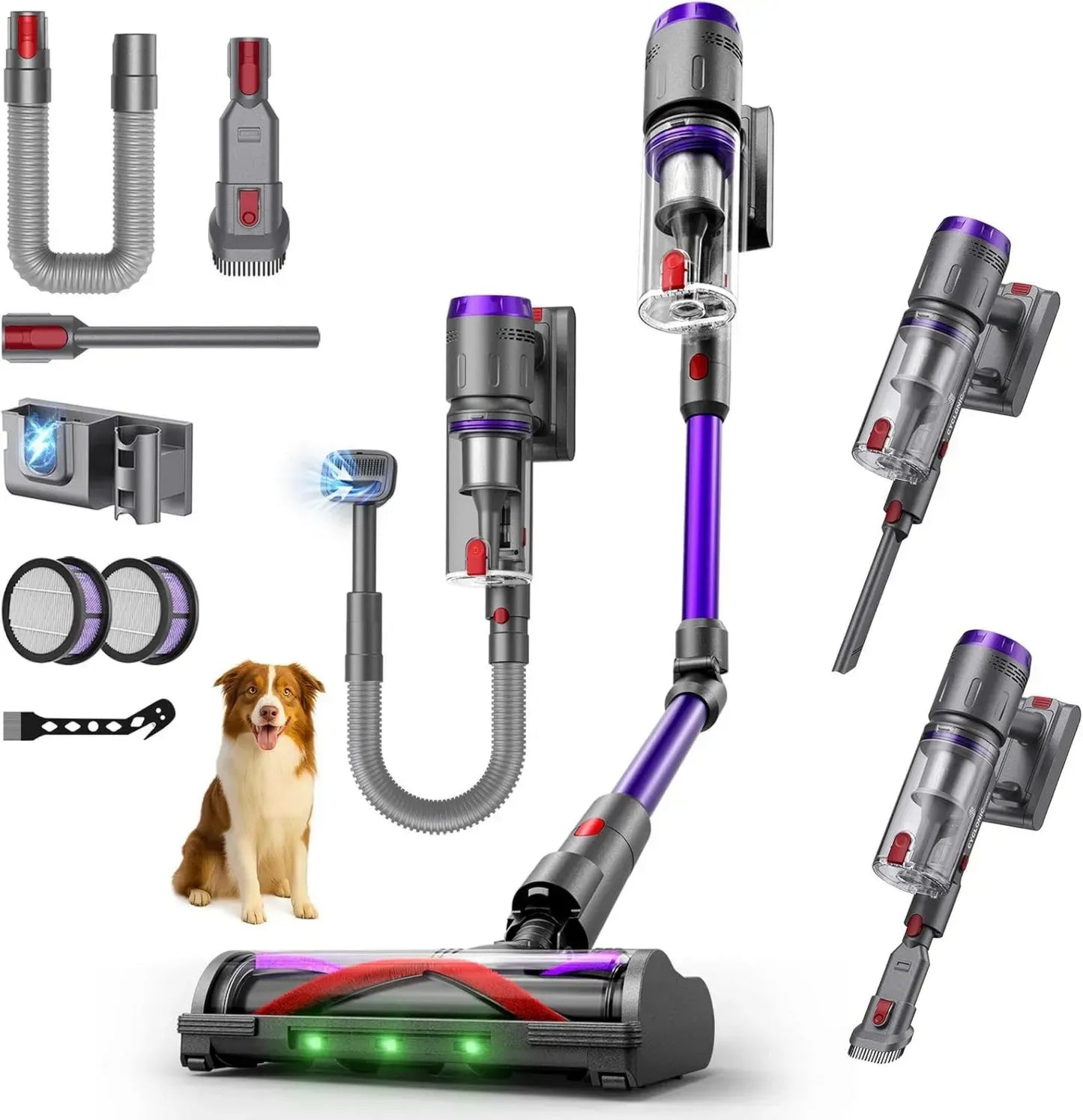 Aspirateur Balai sans Fil Puissant 600W, Autonomie 80min, Idéal pour Maison et Voiture
