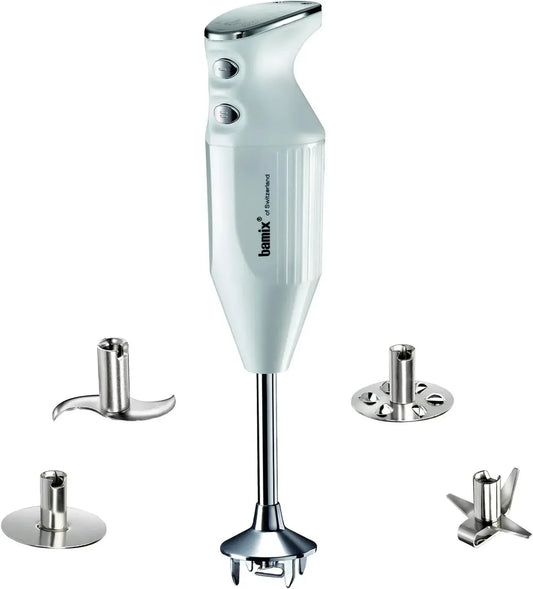 Bamix Mixeur Plongeant MAXX M350 avec Accessoires Multiples, 300W, Blanc/Chrome, Fabriqué en Suisse