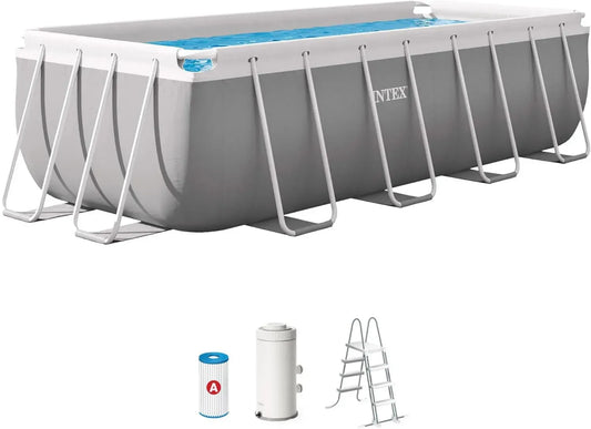Intex Piscine Rectangulaire Prism Frame avec Échelle et Pompe - 4,00 x 2,00 x 1,22m