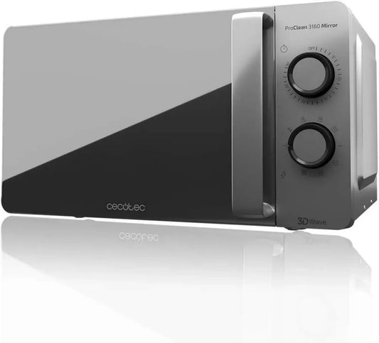 Micro-ondes Cecotec ProClean 3160, 20L, 800W, Grill, Technologie 3D WAVE, Design Élegant Argenté