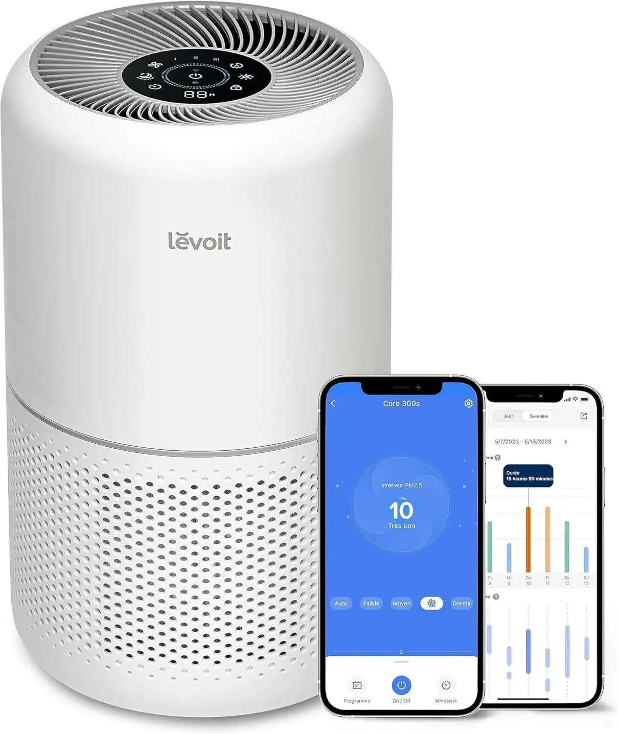 Purificateur d'air LEVOIT HEPA Smart pour Allergies, Contrôle App Alexa, Ultra Silencieux 22dB, Efficace jusqu'à 50㎡, Modèle Core 300S