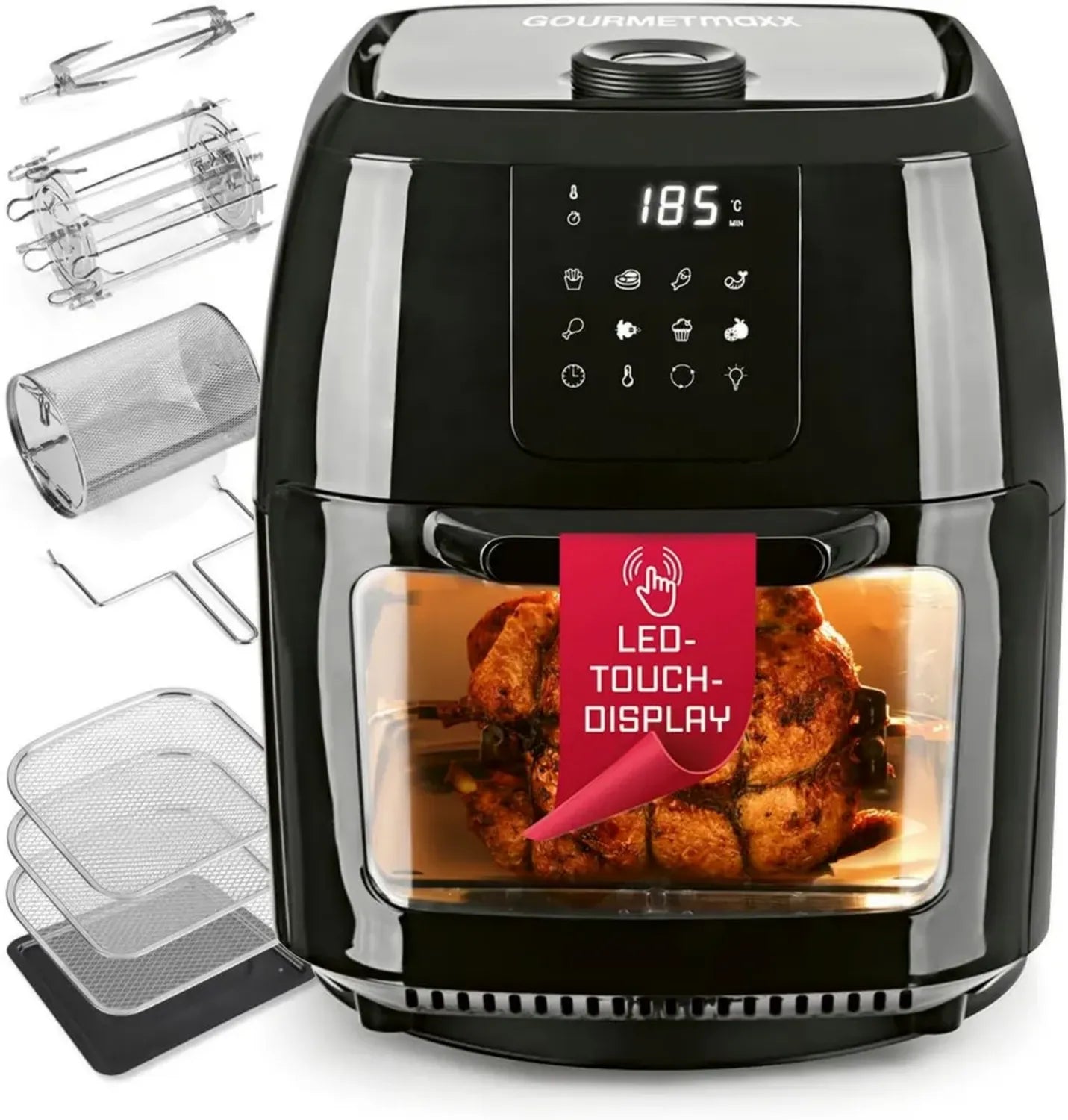 Friteuse à Air Chaud XXL 9L avec Écran Tactile et Minuterie - 1800W