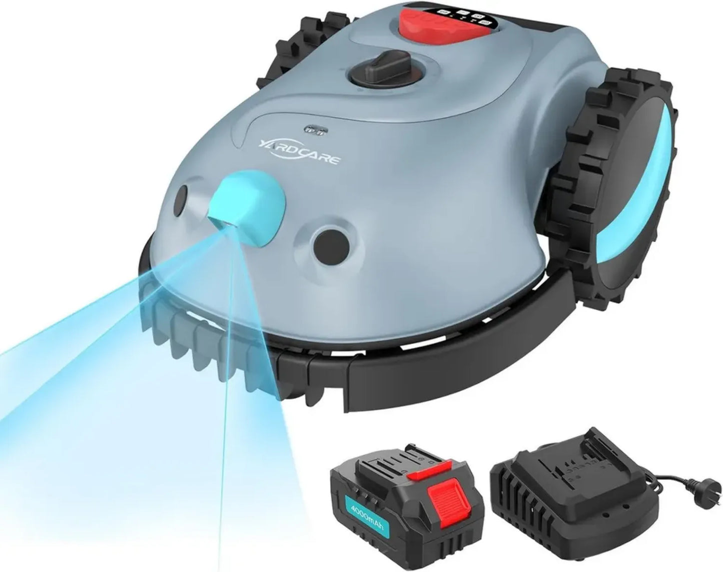 Robot Tondeuse YARDCARE V100 avec Navigation intelligente et Évitement d'Obstacles, Batterie 4 Ah, Lame de Rechange incluse