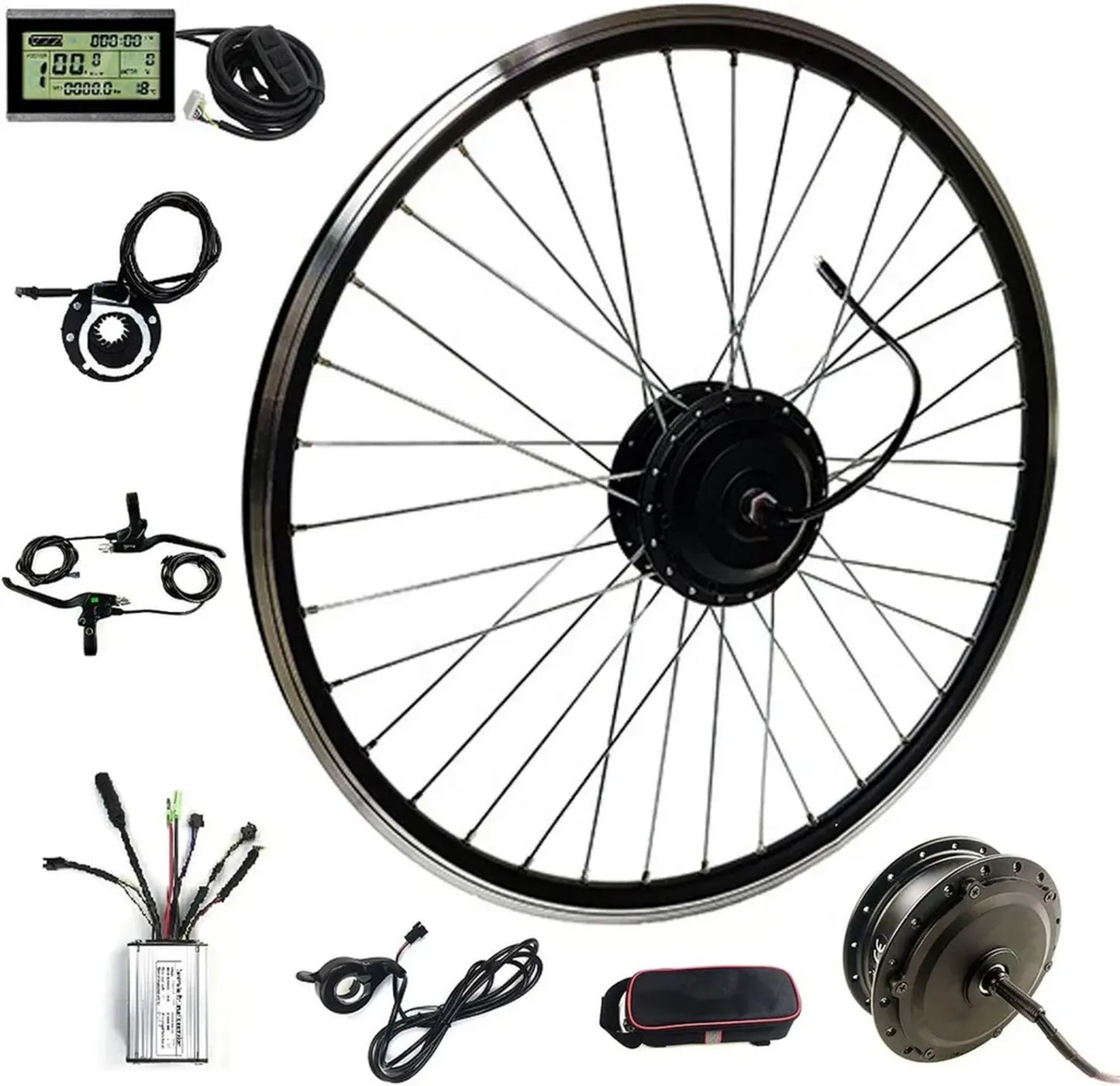 Ensemble de Conversion Vélo Électrique 36V 250W/500W, Moteur pour Roue Avant 20" à 29"