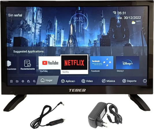 Écran Smart TV 18,5'' Android 11 Full HD 1920x1080 pour Véhicules et Maisons