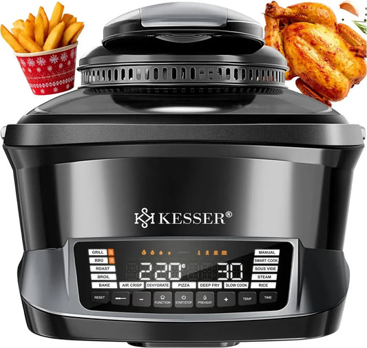 Autocuiseur Multifonction KESSER® 8L avec Friteuse à Air, 16 Programmes - Grill, Vapeur, Mijoter, Cuisson Riz, Préchauffage et Maintien au Chaud