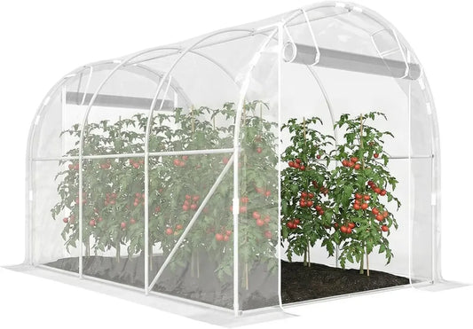 Serre Tunnel de Jardin avec Cadre en Acier et Bâche PE Haute Densité, 6m²