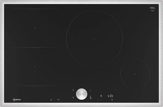 Plaque à induction NEFF 80 cm, vitrocéramique, Twist Pad, Home Connect, noir