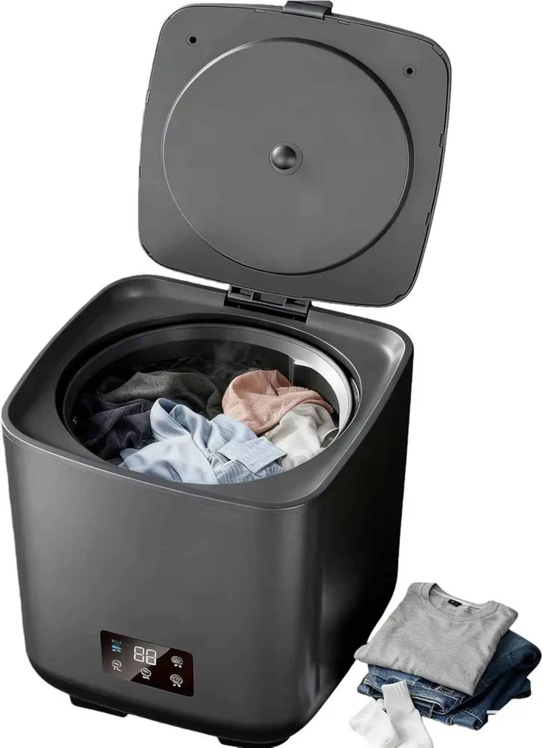 Lave-linge automatique 10L, mini machine 4 en 1 avec contrôle tactile et réglages multiples