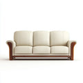Three-Seater Sofa Leather Upholstery 210x90x85 cm - Cream - Classic Design