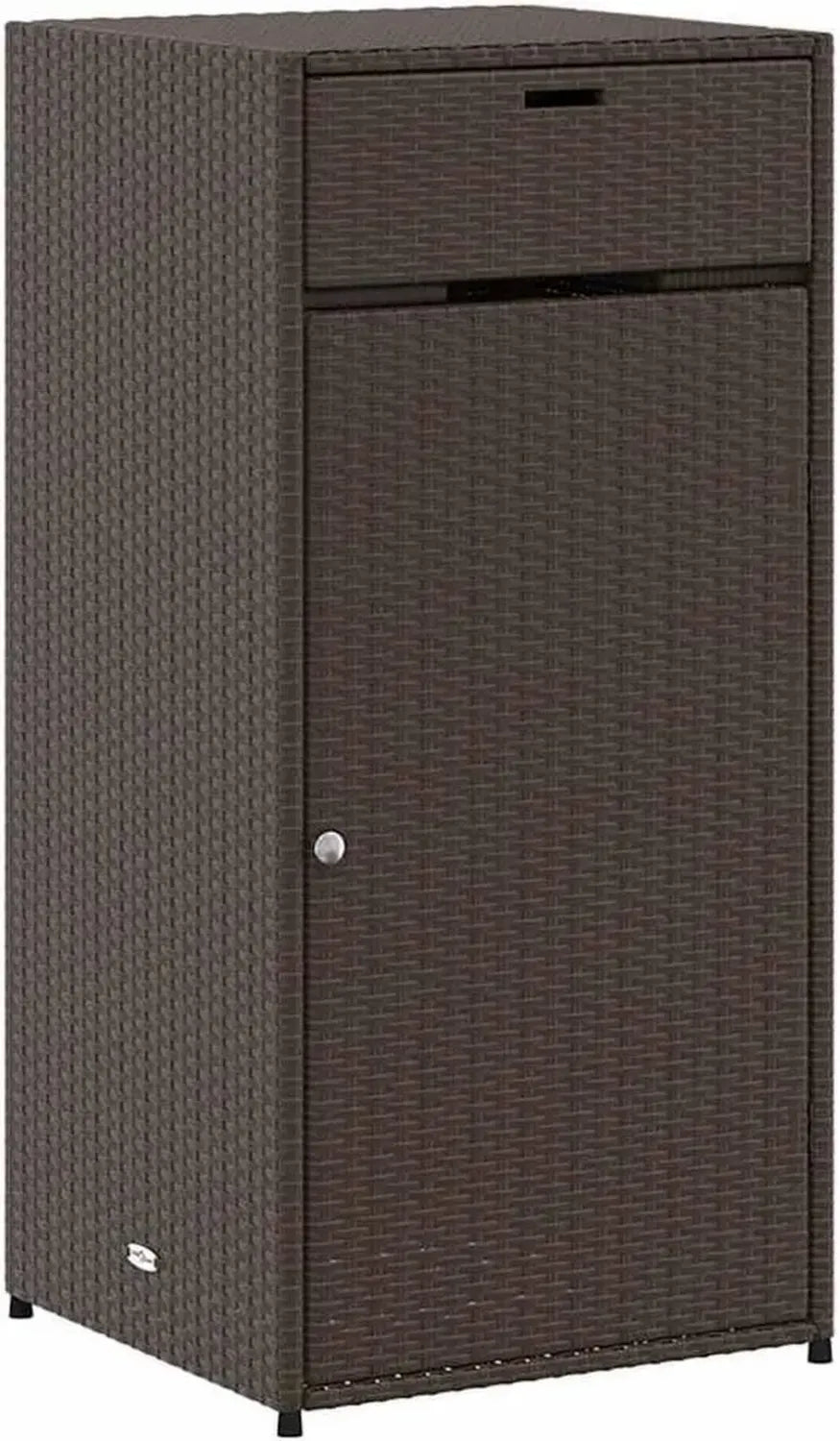 Meuble de Rangement en Osier pour Jardin, 2 Tiroirs et 2 Portes, Résistant aux Intempéries, avec Pieds Élevés, pour Patio et Extérieur (55x55x111cm)