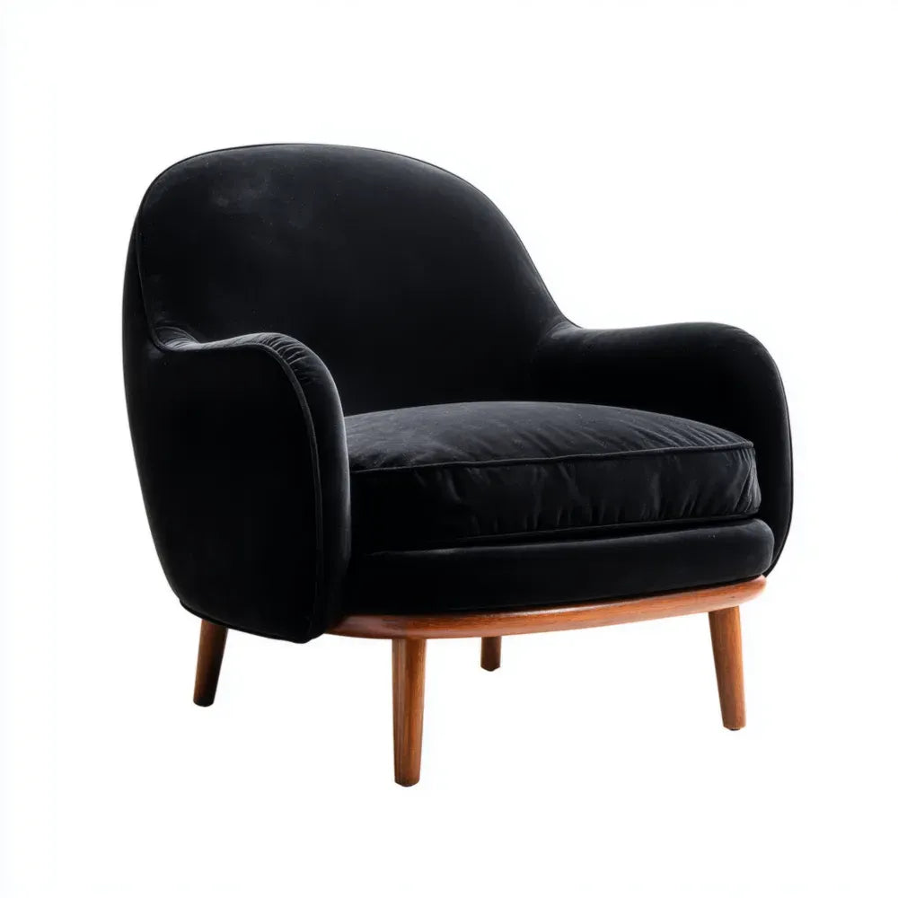 Armchair 90x80x85 cm Velvet Upholstery Black - Modern Design