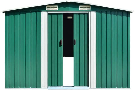 Abri de Jardin en Acier Galvanisé Vert avec Ventilation 257x597x178 cm