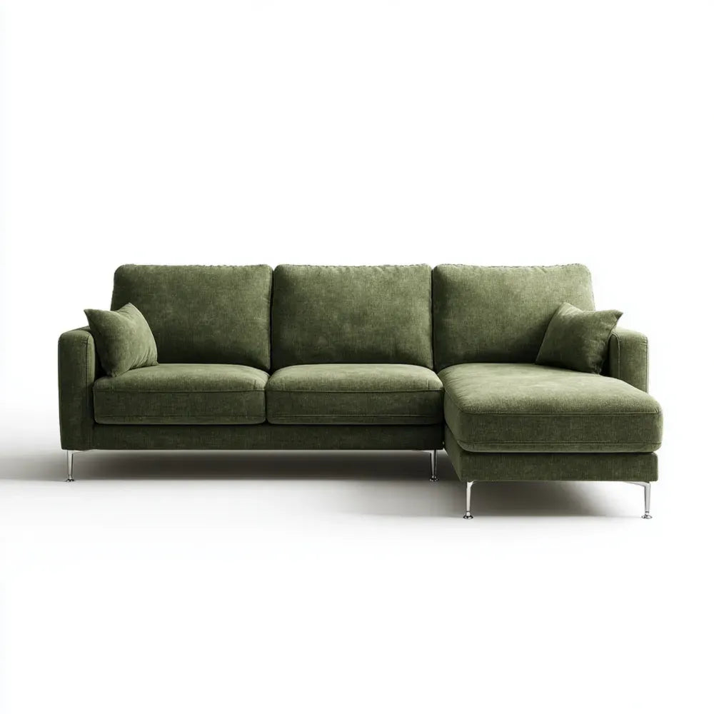 Sectional Sofa Fabric Upholstery 220x150x85 cm - Green - Modern Design