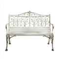 Cast Iron Patio Bench - 120x56x85 cm - White - Vintage Style