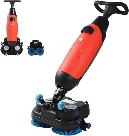 Autolaveuse Électrique Sans Fil 43 cm, Double Brosse Rotative 360°, Légère pour Bureaux et Hôtels