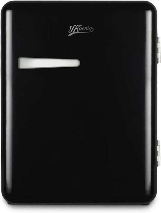 H.Koenig Mini Bar Rétro 31L, Réfrigérateur Compact pour Chambre, Aliments et Boissons, Contrôle de Température 6°-15°C, Silencieux 24 dB, Noir