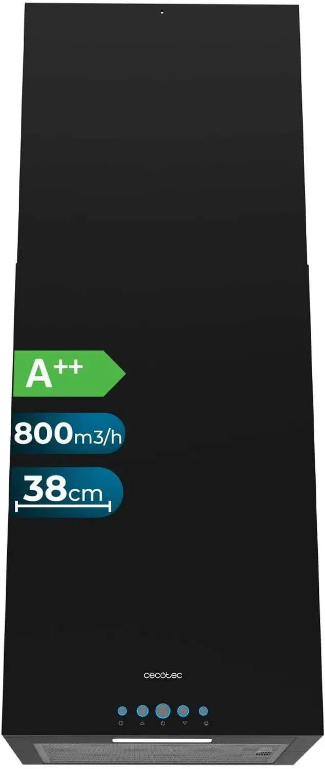 Hotte Îlot Cecotec Bolero 38cm Noire, 800m3/h, Classe A++