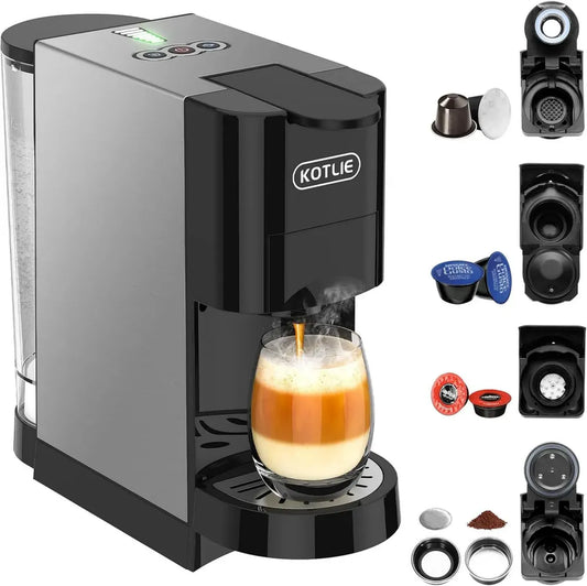 KOTLIE AC-513HF Cafetière polyvalente 5-en-1 compatible NES/D G/Poudre ESE/A Modo Mio - Noir