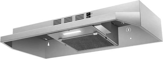 Hotte de Cuisine en Acier Inoxydable 76,2 cm, Commande Manuelle, Éclairage LED Intégré