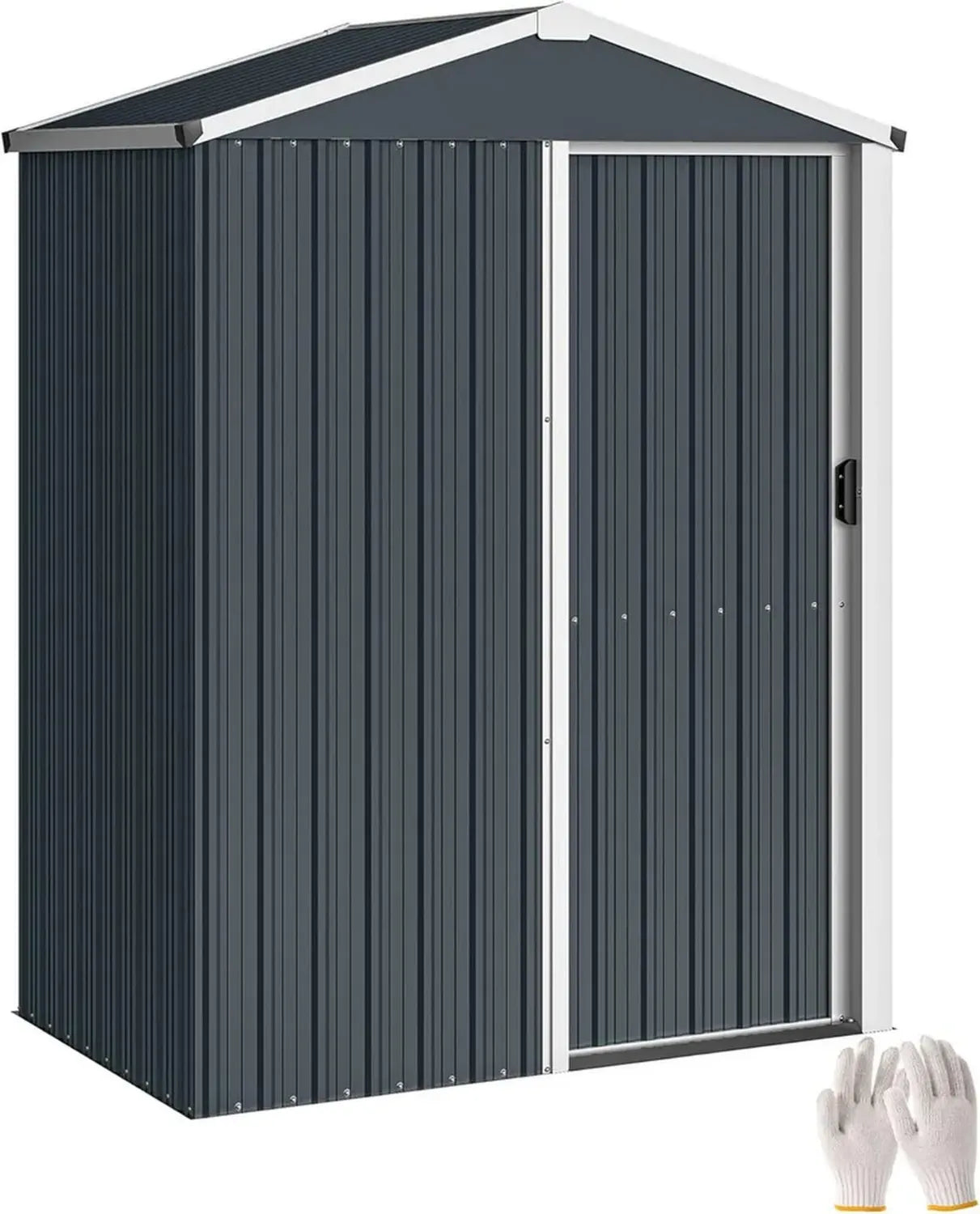 Abri de Jardin Métallique Outsunny avec Porte Coulissante, Toit en Pente, Rangement Extérieur pour Outils, Acier Galvanisé 136x87x179 cm, Gris Foncé
