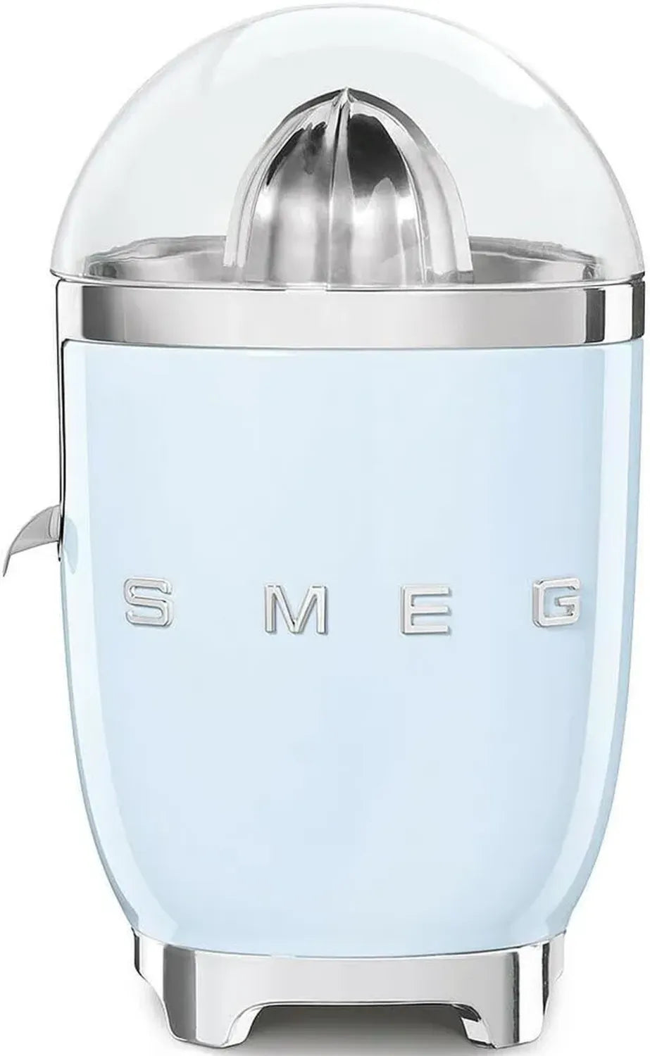 Presse-agrumes électrique Smeg 70W, activation automatique, bec anti-goutte, design rétro, bleu azur