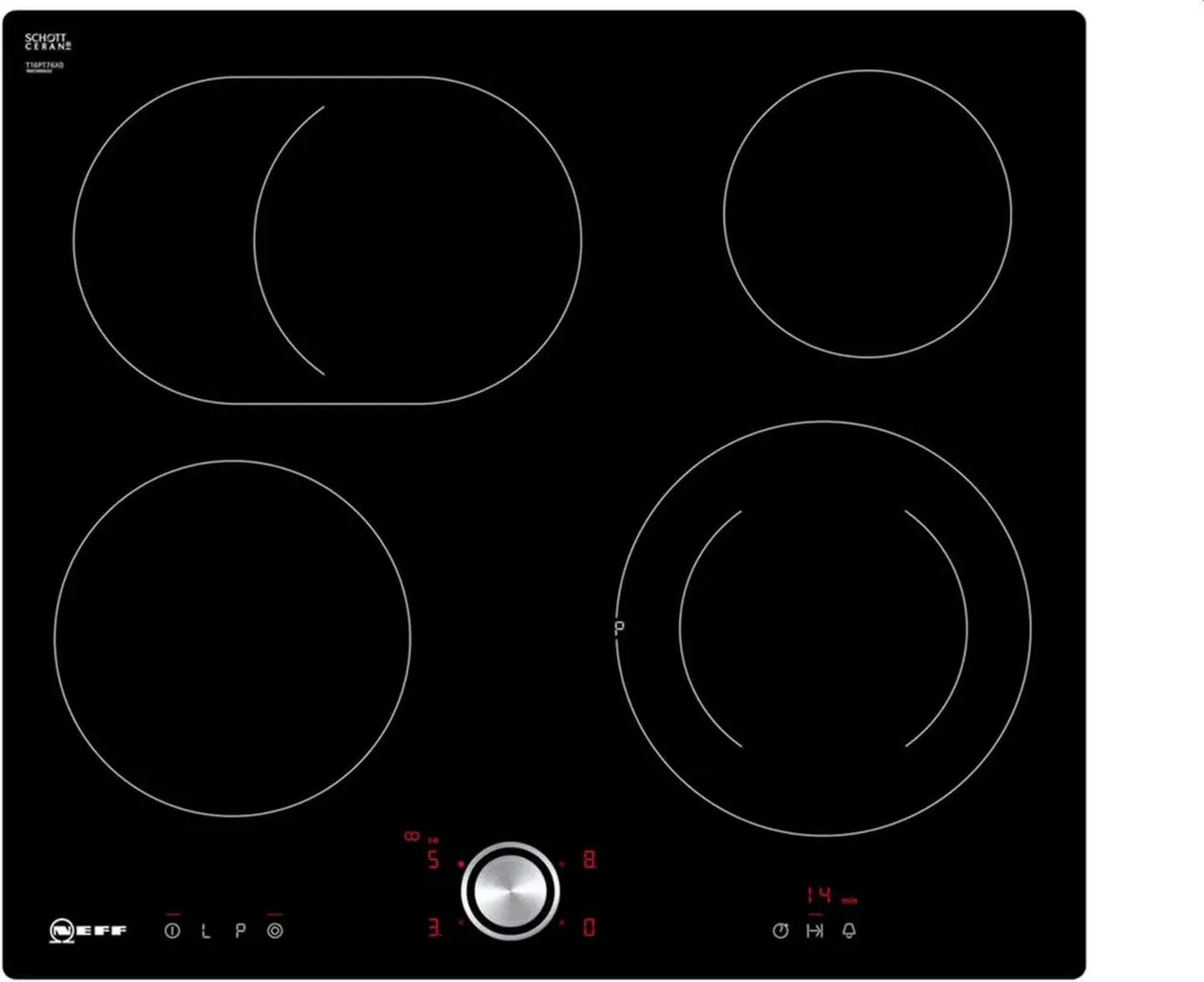 Table de cuisson vitrocéramique Neff 60 cm TwistPad avec montage affleurant