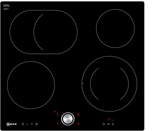 Table de cuisson vitrocéramique Neff 60 cm TwistPad avec montage affleurant