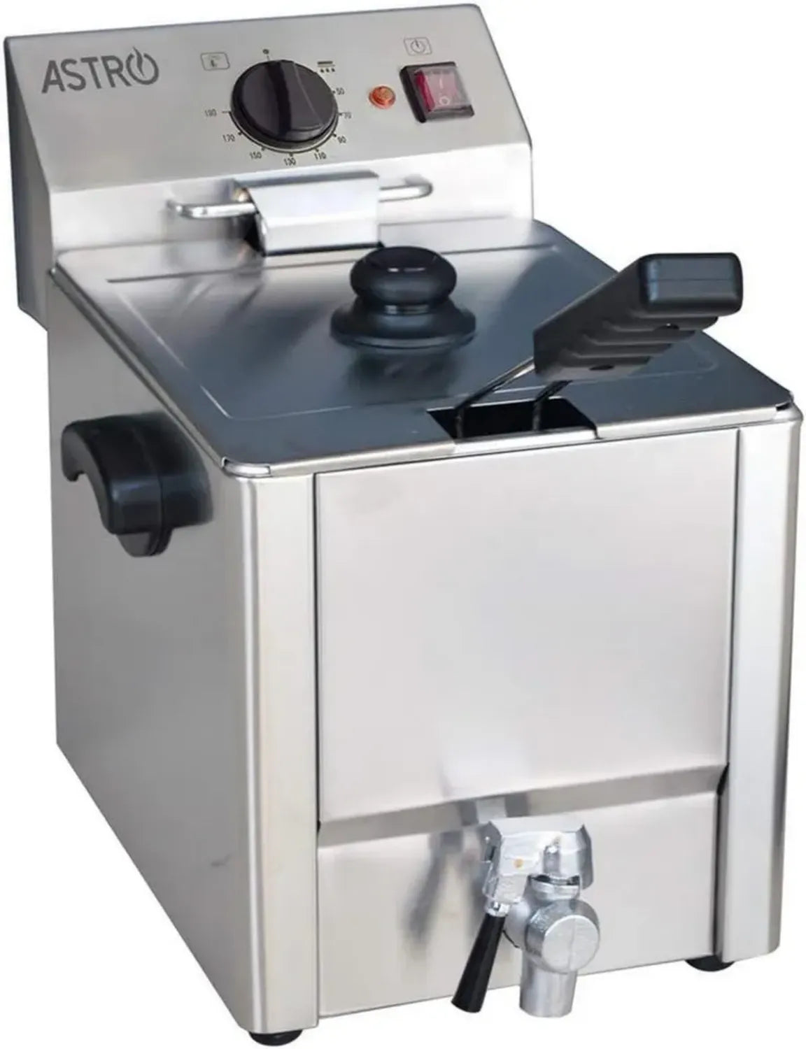 Friteuse Électrique 8L Professionnelle 3300W avec Robinet de Vidange en Inox