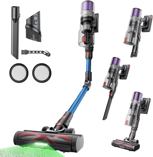 Proscenic P16 Aspirateur Balai sans Fil, Ultra-Puissant 50KPa, Autonomie 65 Min, Conception Pliable, Idéal pour Tapis, Poils d'Animaux et Sols Durs