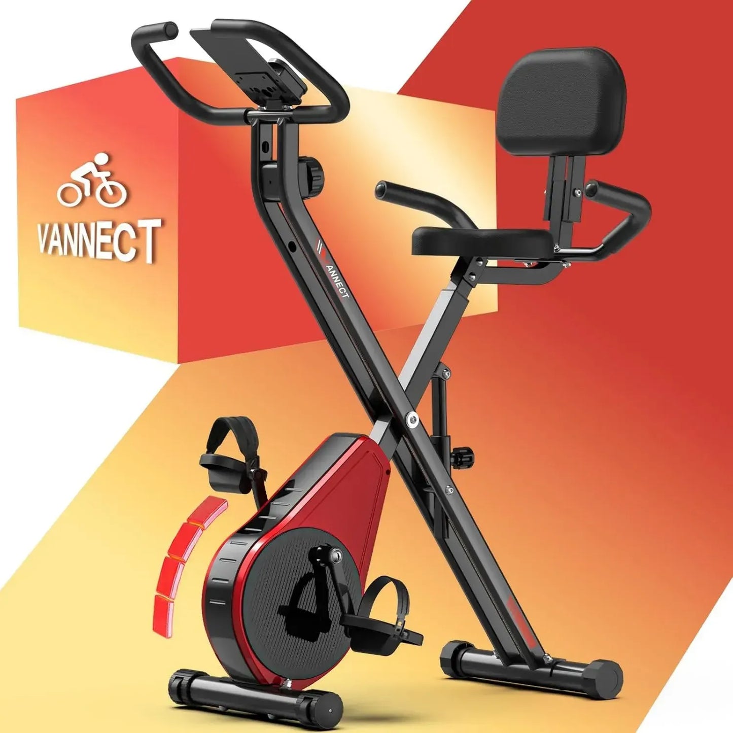 Vélo d'Appartement Pliable avec Écran LCD et Capteurs Cardiaques, 16 Niveaux de Résistance, Support pour Tablette, Capacité 160KG