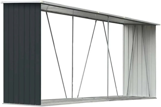 Abri de Rangement pour Bois de Chauffage en Acier Galvanisé - Anthracite, 330x84x152 cm