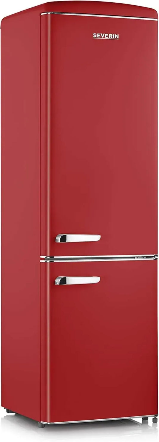 Réfrigérateur Congélateur Séparé Severin, 244L, Classe D, Style Rétro, Rouge