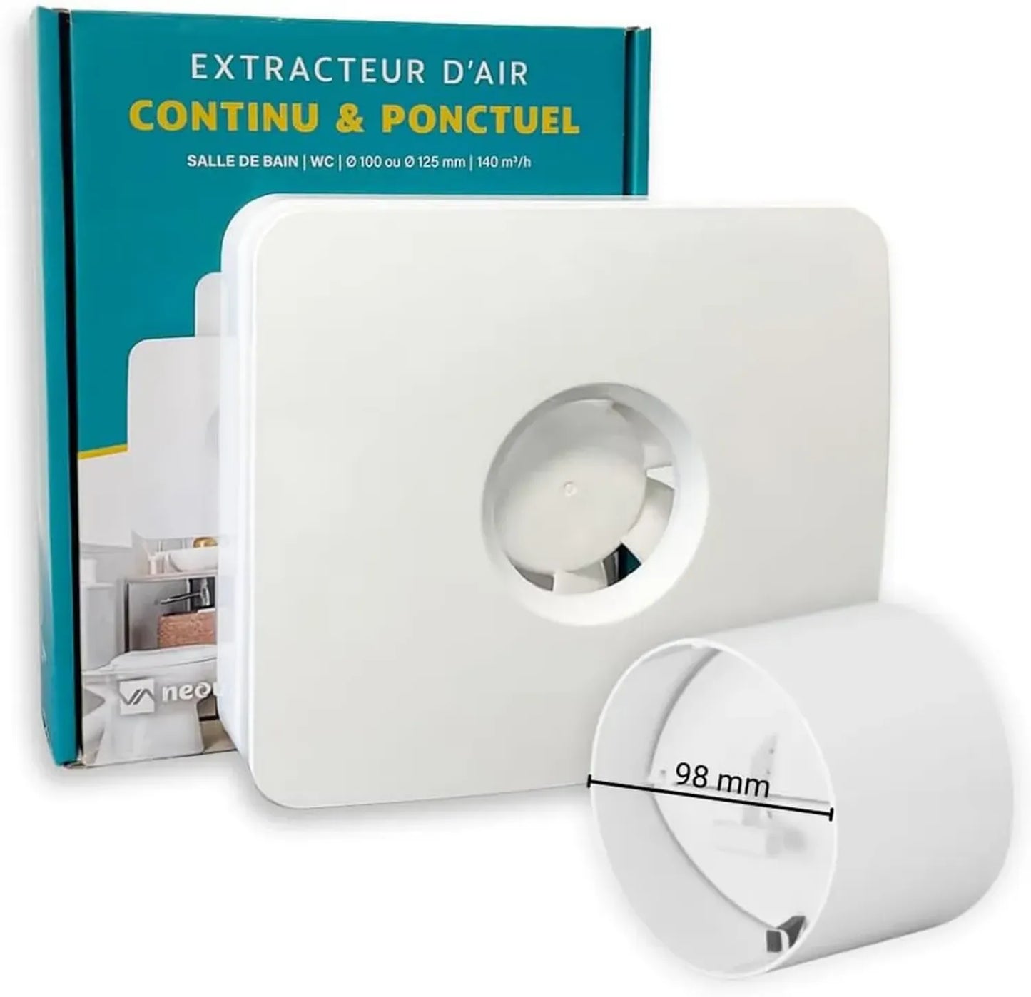 Extracteur d'Air Intelligent KELIS avec Clapet Anti-retour 100mm - Idéal pour Salle de Bain, Cuisine, WC