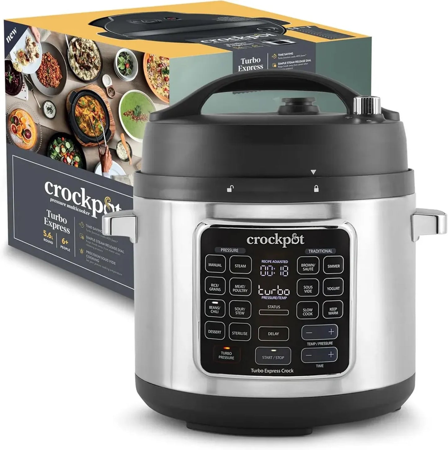 Crockpot Turbo Express Multi-cuiseur 5,6L pour 6+ personnes avec 14 fonctions