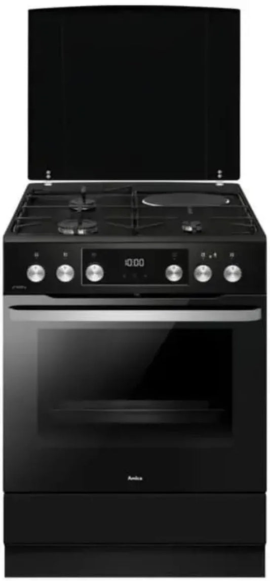 Cuisinière Mixte 77L, 4 Brûleurs, Couleur Noire - Modèle ACM7037RN