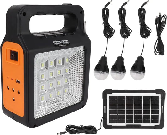 Générateur Solaire Portable 6000mAh avec Panneaux et Ampoules, Idéal pour Camping et Urgences